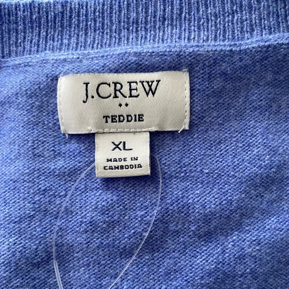 J. Crew Women’s Blue Cotton Merino Wool Blend Teddie Crewneck Sweater Size XL